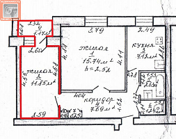 2/3 доли 2 к. кв-ры, ул. Спортивная, д. 17, г. Речица ID: 99575